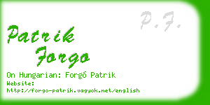 patrik forgo business card